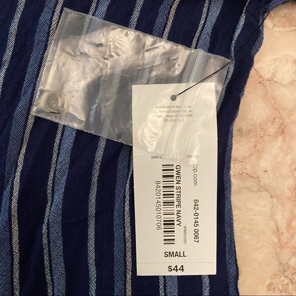 New A.N.A. Gwen Stripe Navy Boho Long Sleeve Blouse Size Small - Picture 8 of 8